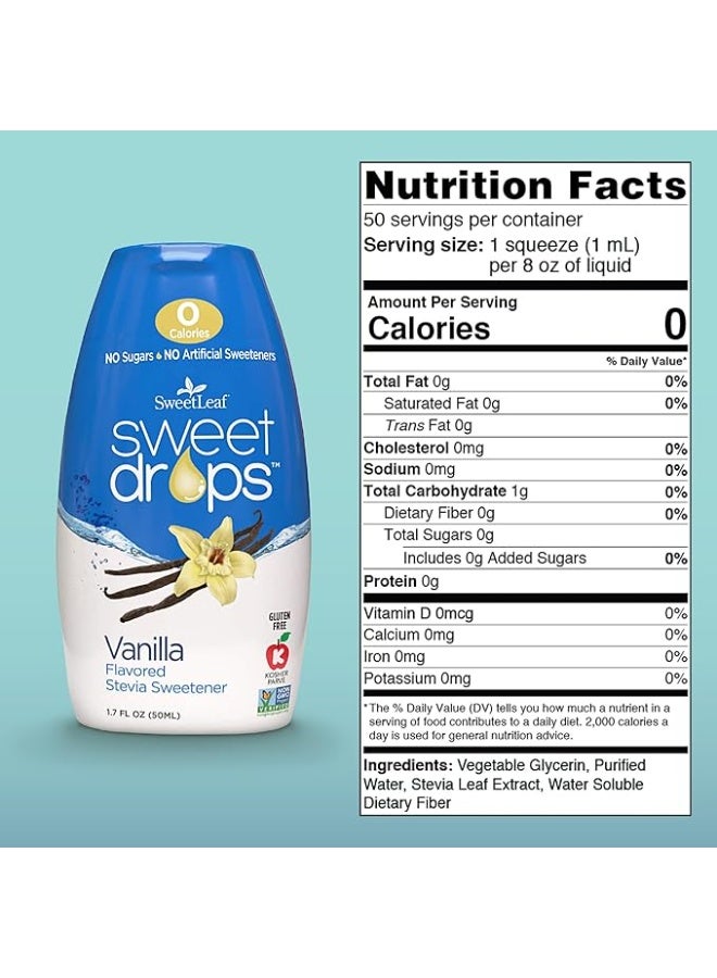 Etna SweetLeaf Sweet Drops - Flavored Stevia Liquid Sweetener, Stevia Extract, Zero Calories, Gluten Free, Keto Friendly, Non GMO, Natural Flavor, Sugar Alternative - Vanilla, 1.7 Fl Oz (Pack of 1) - Image 3